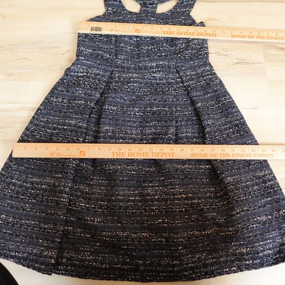 Debra Rodman Women 4 Dress Skater Tweed Grey Black Rhinestone Buttons Y Back - Picture 9 of 9